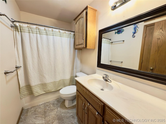 5401 N 435th Rd, Adair, OK 74330 - bathroom featuring vanity, toilet, and shower / bath combo with shower curtain
