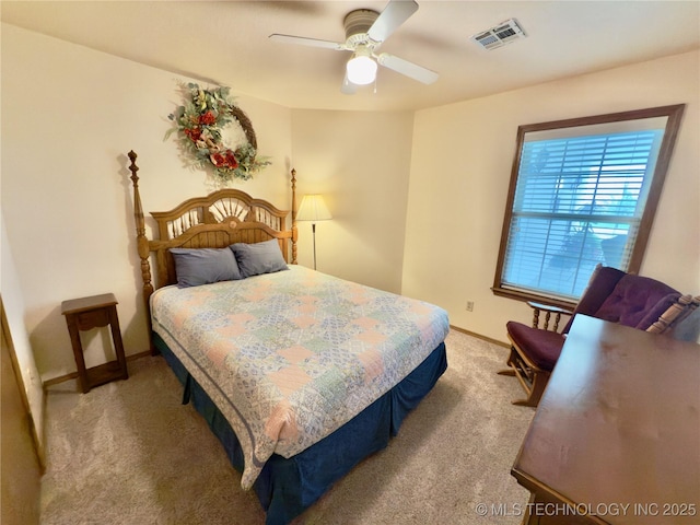 5401 N 435th Rd, Adair, OK 74330 - bedroom featuring light carpet, baseboards, and a ceiling fan