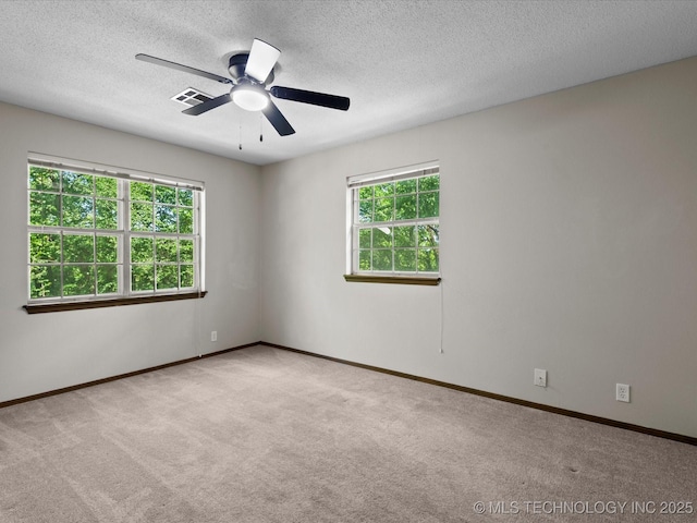1800 SE Polaris Dr, Bartlesville, OK 74006 - unfurnished room featuring plenty of natural light, carpet floors, ceiling fan, and a textured ceiling
