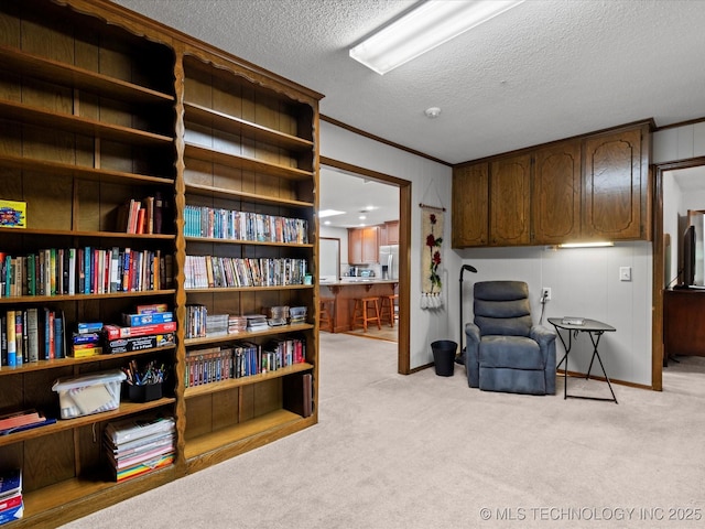 1800 SE Polaris Dr, Bartlesville, OK 74006 - sitting room with a textured ceiling, light colored carpet, and ornamental molding