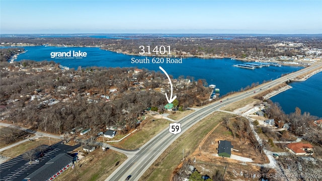 31401 S 620th Rd, Grove, OK 74344 - aerial view of property and surrounding area with a nearby body of water