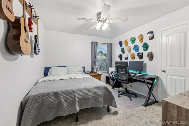 14201 E 101st St, Owasso, OK 74055 - bedroom featuring carpet, ceiling fan, and a desk