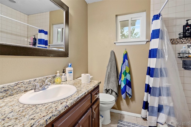 7630 E 54th Pl, Tulsa, OK 74145 - full bathroom with vanity, tile patterned floors, and a tile shower