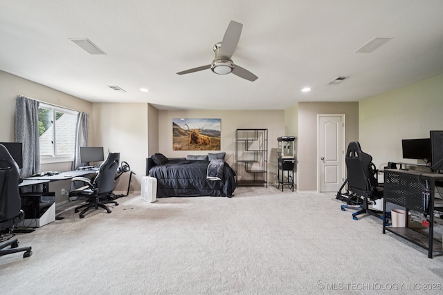 9914 S Garnett Rd, Broken Arrow, OK 74012 - office space featuring carpet floors, a ceiling fan, recessed lighting, and baseboards