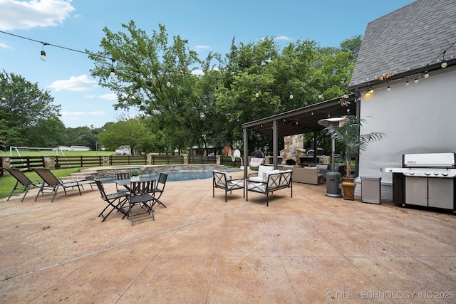 9914 S Garnett Rd, Broken Arrow, OK 74012 - view of patio featuring an outdoor living space and a grill