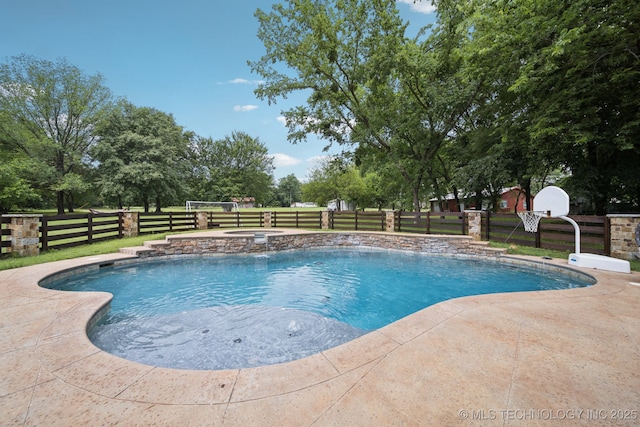 9914 S Garnett Rd, Broken Arrow, OK 74012 - view of pool with a fenced backyard, a patio, and an in-ground hot tub