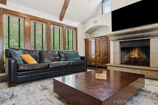 9914 S Garnett Rd, Broken Arrow, OK 74012 - living area with a fireplace and high vaulted ceiling
