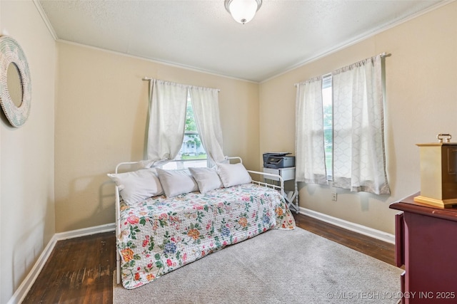 3508 E 30th St, Tulsa, OK 74114 - bedroom featuring crown molding, multiple windows, wood finished floors, and baseboards