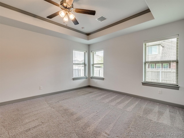 17710 E 45th Pl S, Tulsa, OK 74134 - carpeted spare room with crown molding, baseboards, and ceiling fan