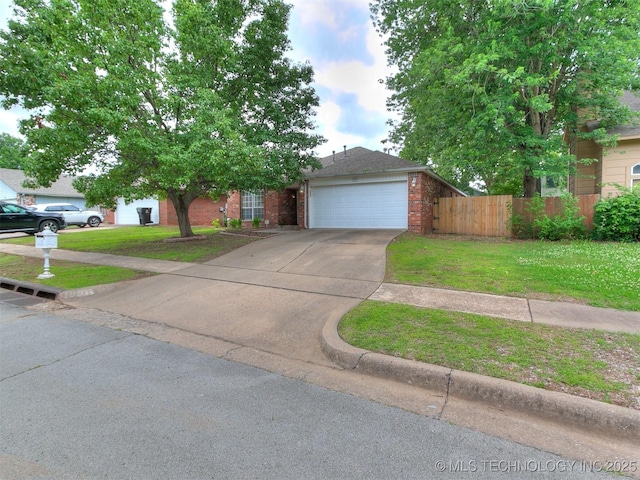 1801 W Fort Worth St, Broken Arrow, OK 74012 - obstructed view of property with brick siding, an attached garage, and driveway