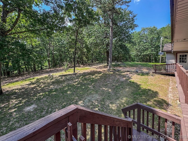 2064 Cave Creek Ct, Kansas, OK 74347 - view of green lawn with a deck