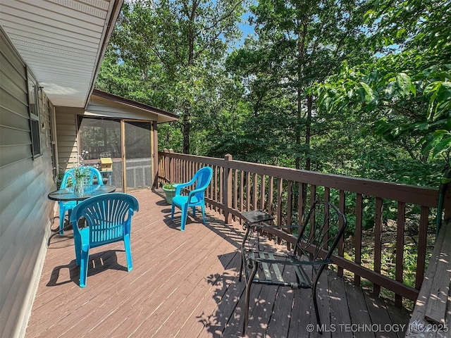 2064 Cave Creek Ct, Kansas, OK 74347 - wooden terrace featuring a sunroom
