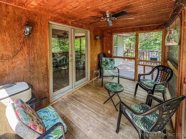 2064 Cave Creek Ct, Kansas, OK 74347 - sunroom with french doors and a ceiling fan