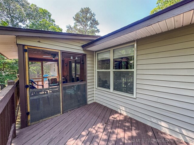 2064 Cave Creek Ct, Kansas, OK 74347 - wooden terrace with a sunroom