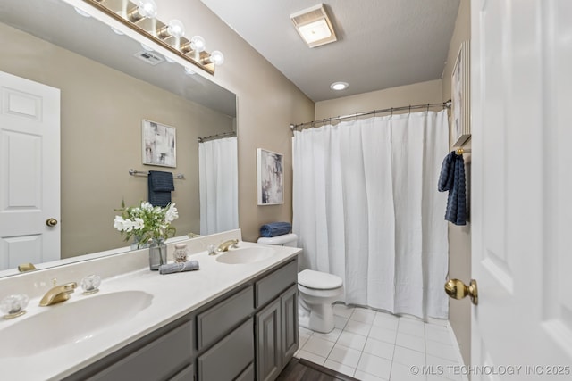 8602 S 91st E Ave, Tulsa, OK 74133 - bathroom with double vanity, tile patterned flooring, and a shower with shower curtain