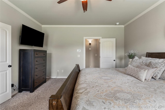 4472 S 169th E Ave, Tulsa, OK 74134 - carpeted bedroom featuring crown molding, baseboards, and a ceiling fan