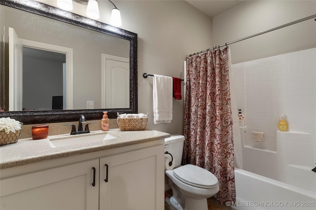 4472 S 169th E Ave, Tulsa, OK 74134 - full bathroom with vanity, toilet, and shower / bath combo with shower curtain