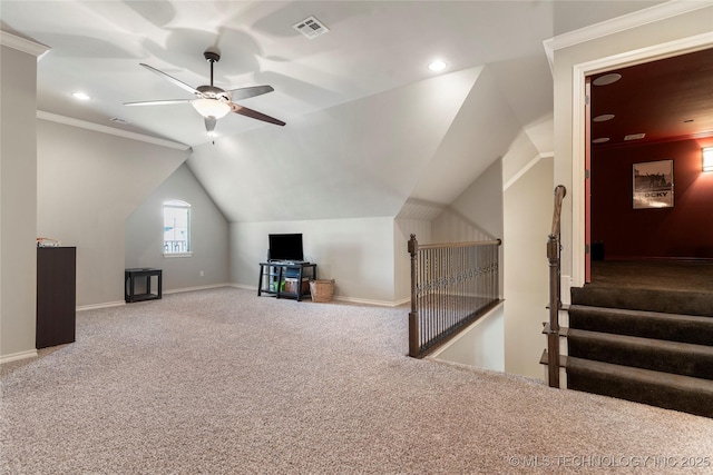 4472 S 169th E Ave, Tulsa, OK 74134 - bonus room with carpet flooring, a ceiling fan, baseboards, vaulted ceiling, and recessed lighting