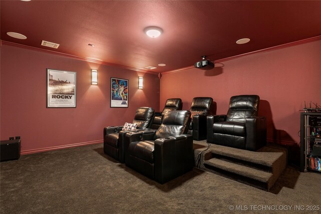 4472 S 169th E Ave, Tulsa, OK 74134 - cinema with ornamental molding, carpet floors, and baseboards