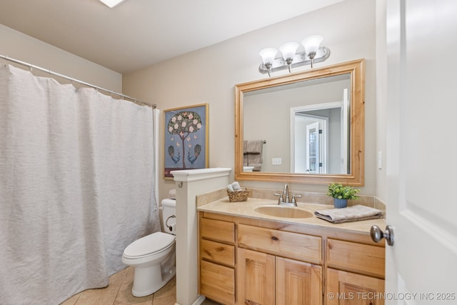 3012 W Mobile St, Broken Arrow, OK 74011 - full bathroom featuring vanity, tile patterned flooring, and a shower with curtain