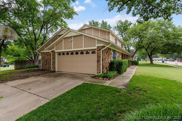 2612 W Quincy St, Broken Arrow, OK 74012 - view of front facade with an attached garage, concrete driveway, and stone siding