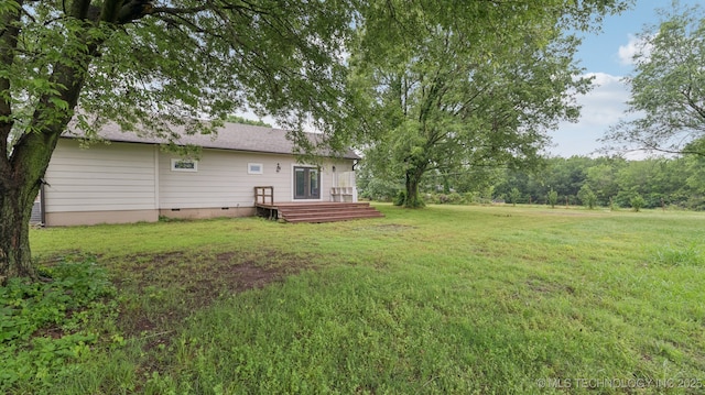 19826 S Covey Ct, Claremore, OK 74019 - view of grassy yard with a deck