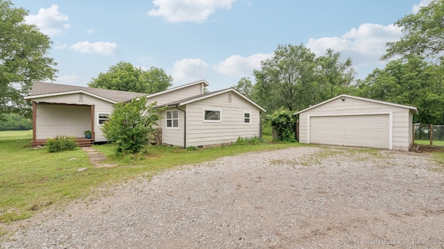 19826 S Covey Ct, Claremore, OK 74019 - view of front facade with a detached garage, an outdoor structure, and crawl space