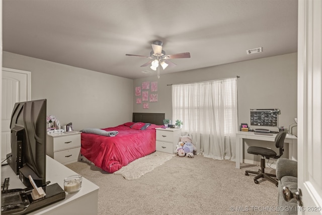 5006 S 164th E Ave, Tulsa, OK 74134 - bedroom featuring carpet flooring, an office area, and a ceiling fan