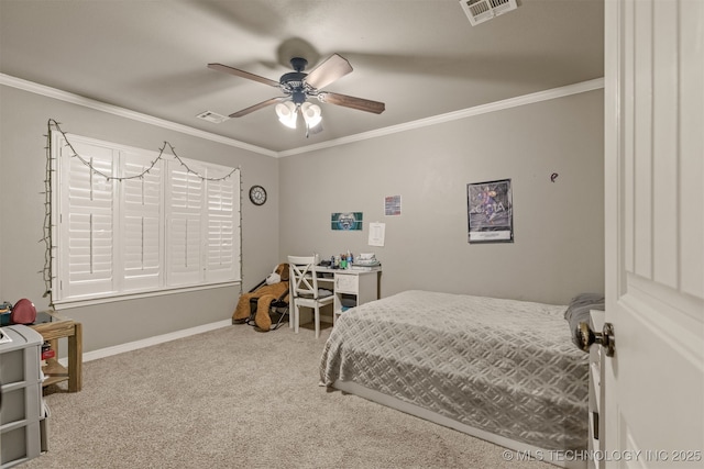 5006 S 164th E Ave, Tulsa, OK 74134 - carpeted bedroom featuring crown molding, baseboards, and a ceiling fan
