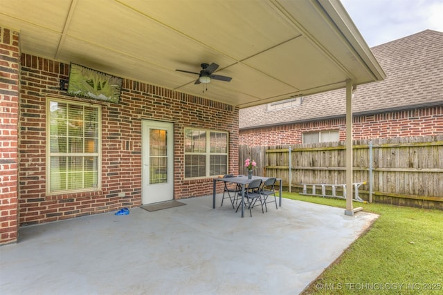 5006 S 164th E Ave, Tulsa, OK 74134 - view of patio featuring ceiling fan and outdoor dining space