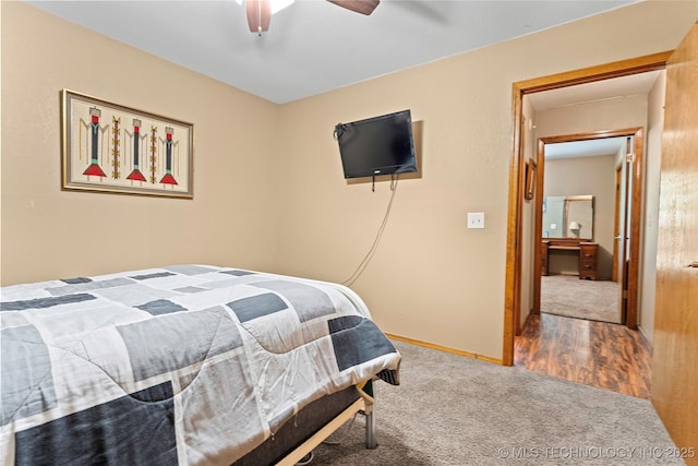3419 State Highway 199, Dickson, OK 73401 - bedroom with carpet floors and a ceiling fan