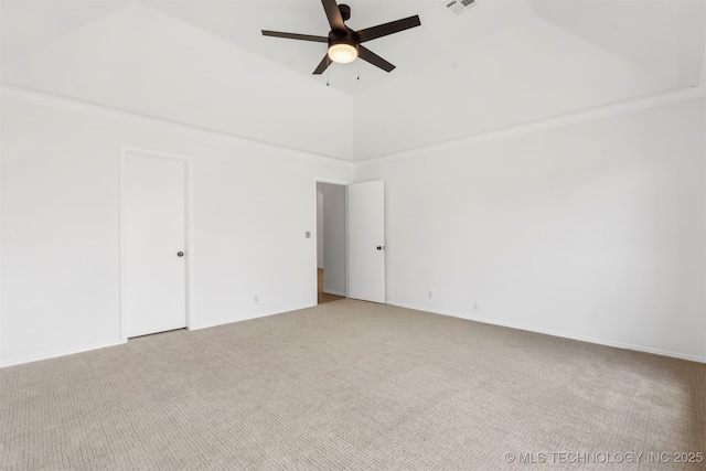 4204 W Freeport St, Broken Arrow, OK 74012 - carpeted spare room with a ceiling fan, a tray ceiling, a high ceiling, and crown molding