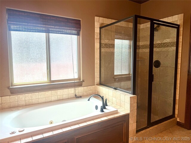 2508 E 140th Pl S, Jenks, OK 74008 - full bathroom featuring plenty of natural light, a tub with jets, and a stall shower