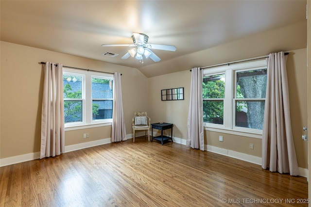 3160 S Owasso Ave, Tulsa, OK 74105 - unfurnished room featuring wood finished floors, ceiling fan, and baseboards