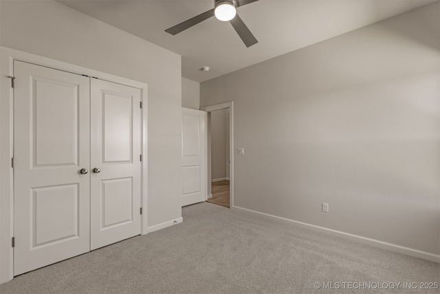 5109 S Everett Dr, Sand Springs, OK 74063 - unfurnished bedroom with carpet floors, baseboards, a ceiling fan, and a closet