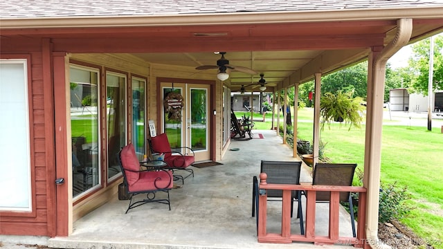 421224 E 1165th Rd, Eufaula, OK 74432 - view of patio / terrace with a ceiling fan