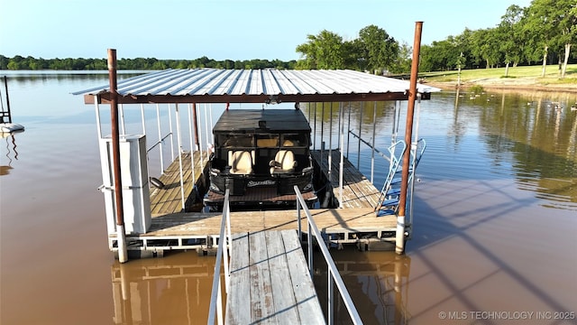 421224 E 1165th Rd, Eufaula, OK 74432 - dock with a water view and view of wooded area