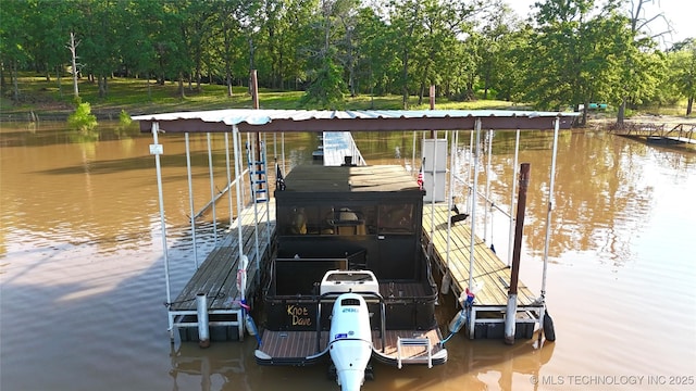 421224 E 1165th Rd, Eufaula, OK 74432 - dock featuring a water view and view of scattered trees
