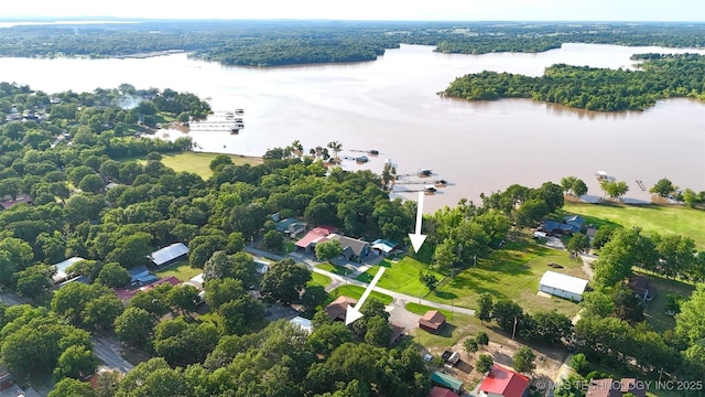 421224 E 1165th Rd, Eufaula, OK 74432 - bird's eye view of a large body of water and a heavily wooded area