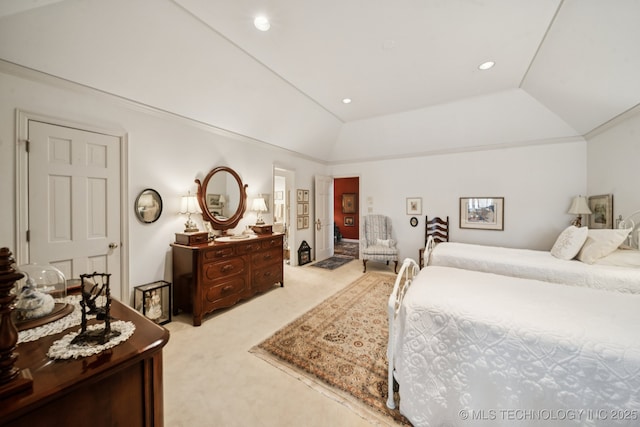 4817 S Yorktown Pl, Tulsa, OK 74105 - carpeted bedroom featuring vaulted ceiling and recessed lighting