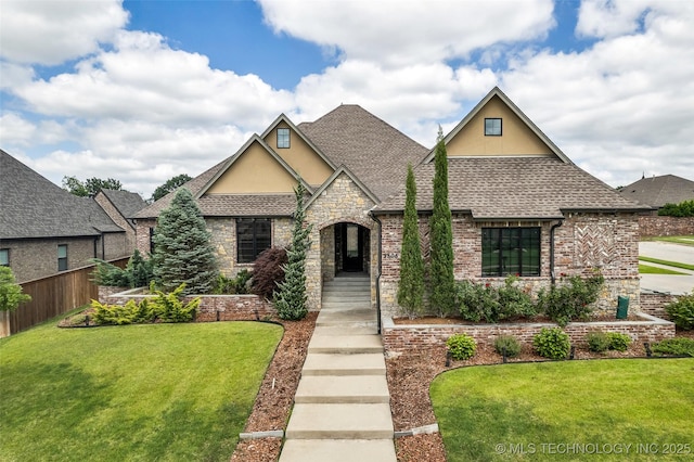 3805 S Tamarack Ave, Broken Arrow, OK 74011 - french country home with stone siding, stucco siding, and roof with shingles