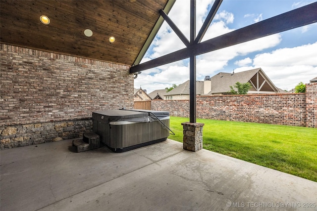 3805 S Tamarack Ave, Broken Arrow, OK 74011 - view of patio / terrace with a hot tub
