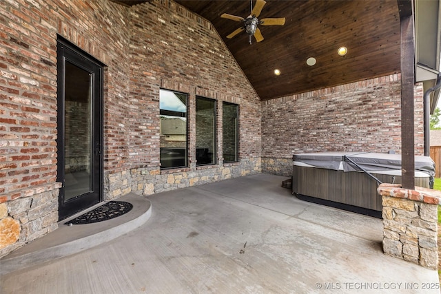 3805 S Tamarack Ave, Broken Arrow, OK 74011 - view of patio featuring a hot tub and ceiling fan