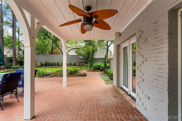 2508 Terwilleger Blvd, Tulsa, OK 74114 - view of patio / terrace with ceiling fan
