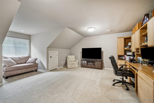 10350 E 122nd St S, Bixby, OK 74008 - office featuring light colored carpet, baseboards, and lofted ceiling