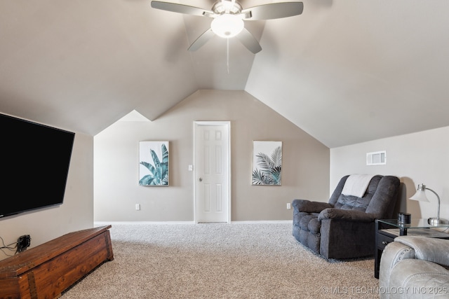13 Cedar St, Kiefer, OK 74041 - bedroom with carpet floors, lofted ceiling, baseboards, and ceiling fan