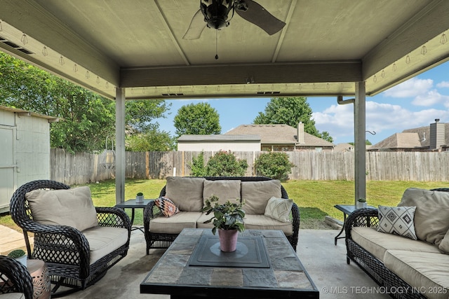 13 Cedar St, Kiefer, OK 74041 - view of patio featuring outdoor lounge area and a ceiling fan