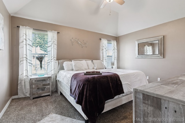 13 Cedar St, Kiefer, OK 74041 - carpeted bedroom featuring vaulted ceiling and ceiling fan