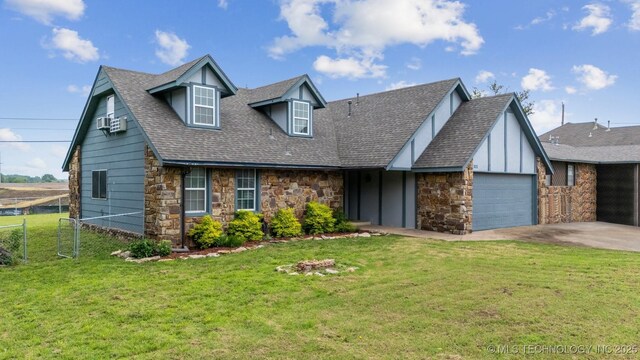 321 W 50th Pl, Sand Springs, OK 74063 - view of front of property featuring stone siding, a garage, and concrete driveway