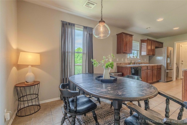 2800 N 20th St, Broken Arrow, OK 74012 - dining room with light tile patterned flooring, baseboards, and recessed lighting